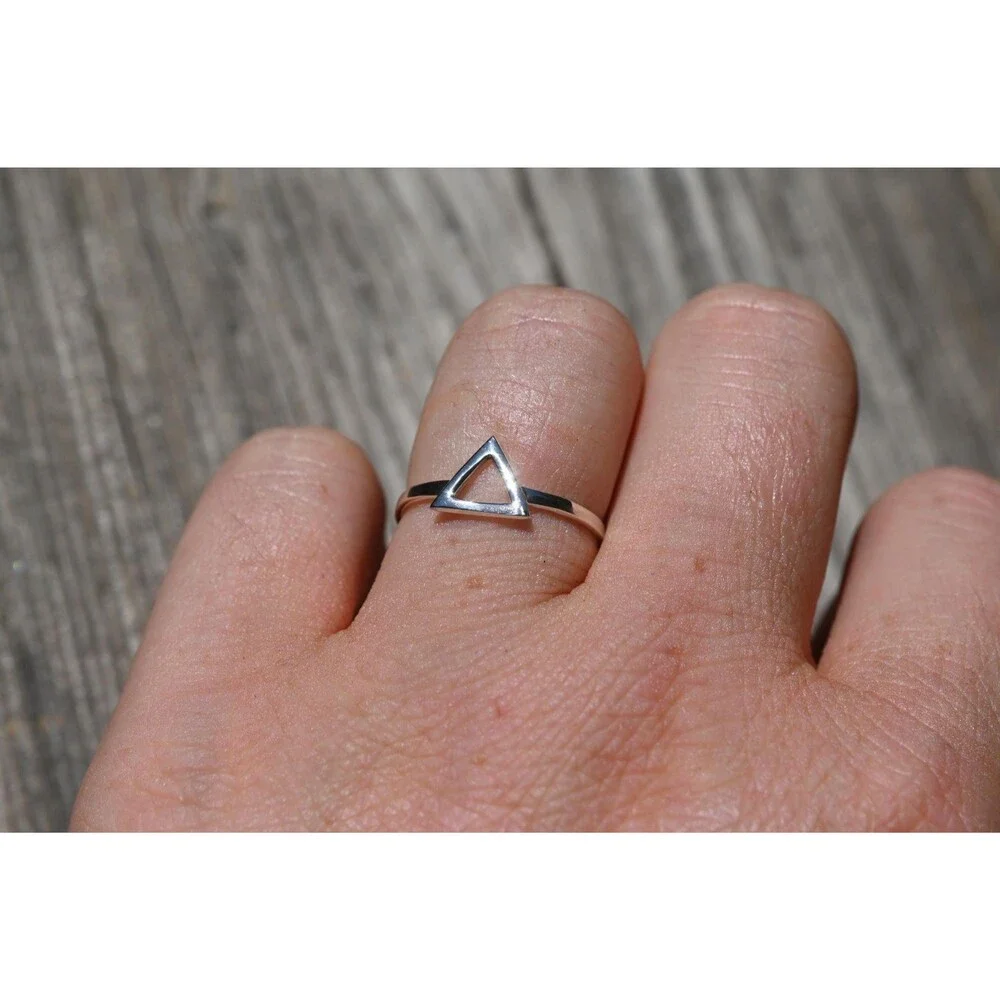 Triangle silver ring simple wedding band 2mm wide sterling silver ring minimalis